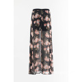 Chiffon print wide trousers